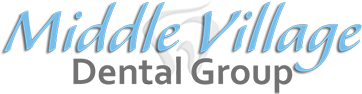 The image displays a logo with text that reads  MIDDLE VILLAGE DENTAL GROUP.